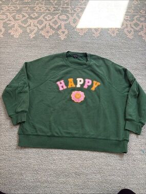 Happy Graphic Forest Green Sweatshirt